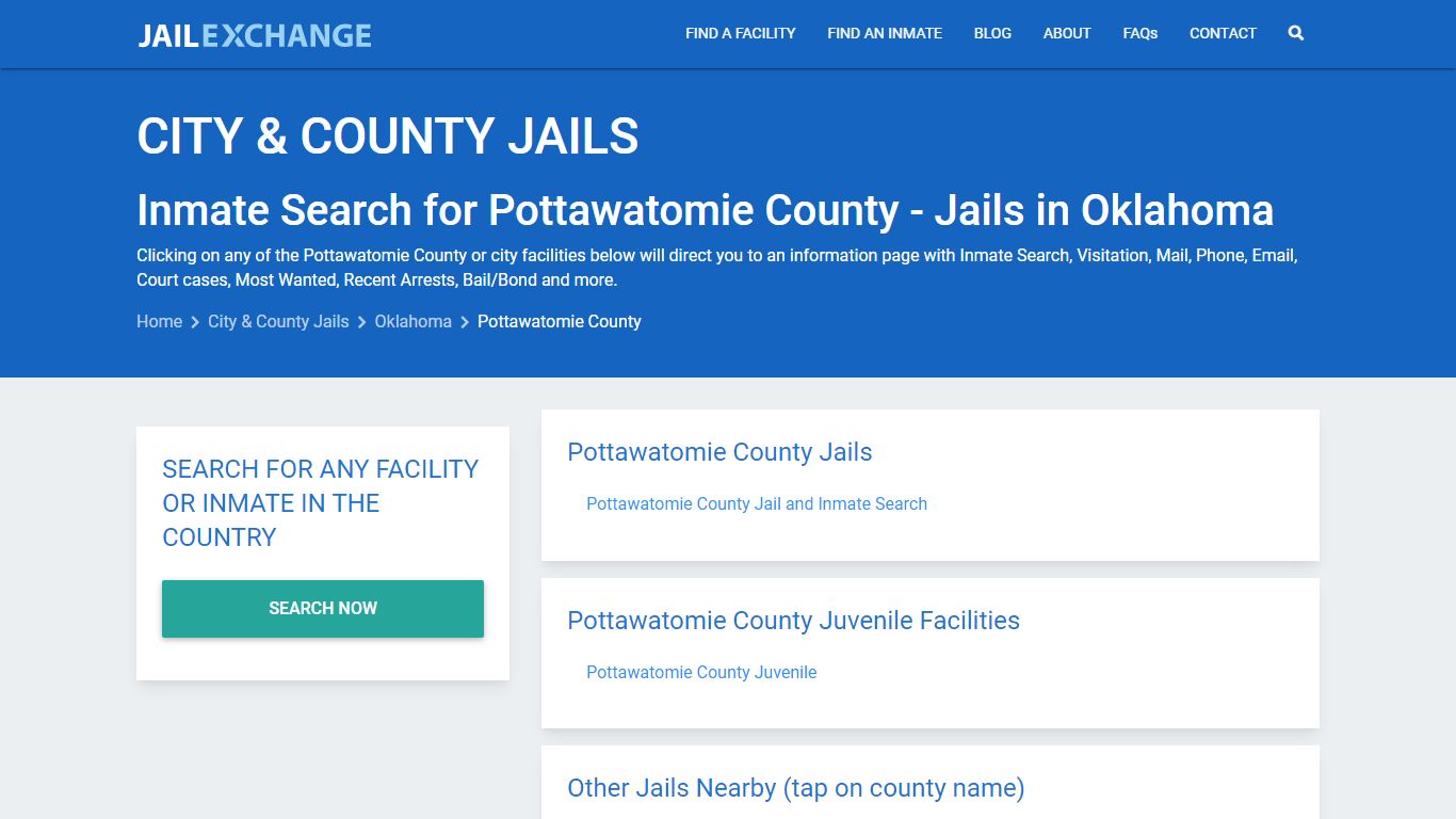 Inmate Search for Pottawatomie County | Jails in Oklahoma - Jail Exchange